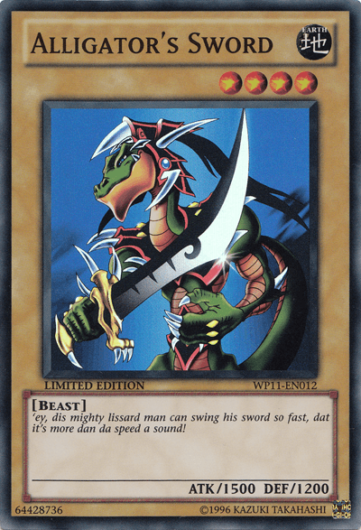 Beast, Earth, Limited, Normal Monster, Super Rare, World Championship 2011 Card Pack Alligator's Sword [WP11-EN012] Super Rare - Trading Card World