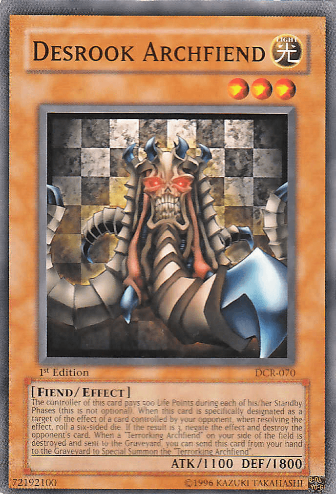 1st Edition, Common, Dark Crisis, Effect Monster, Fiend, Light, Unlimited Desrook Archfiend [DCR-070] Common - Trading Card World