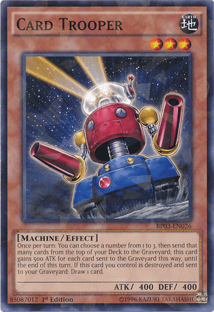 1st Edition, Battle Pack 3: Monster League, Earth, Effect Monster, Machine, Shatterfoil Rare Card Trooper [BP03-EN026] Shatterfoil Rare - Trading Card World