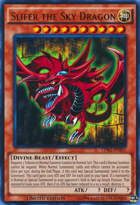 Divine, Divine-Beast, Effect Monster, Legendary Decks II, Limited, Ultra Rare Slifer the Sky Dragon [LDK2-ENS01] Ultra Rare - Trading Card World