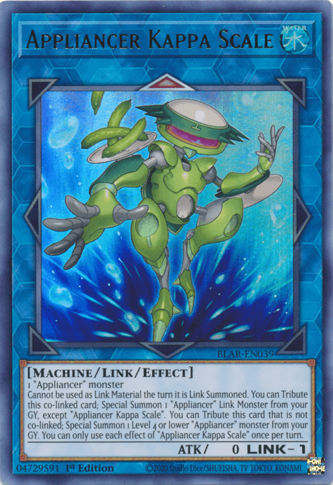 1st Edition, Battles of Legend: Armageddon, Link/Effect Monster, Machine, Ultra Rare, Water Appliancer Kappa Scale [BLAR-EN039] Ultra Rare - Trading Card World