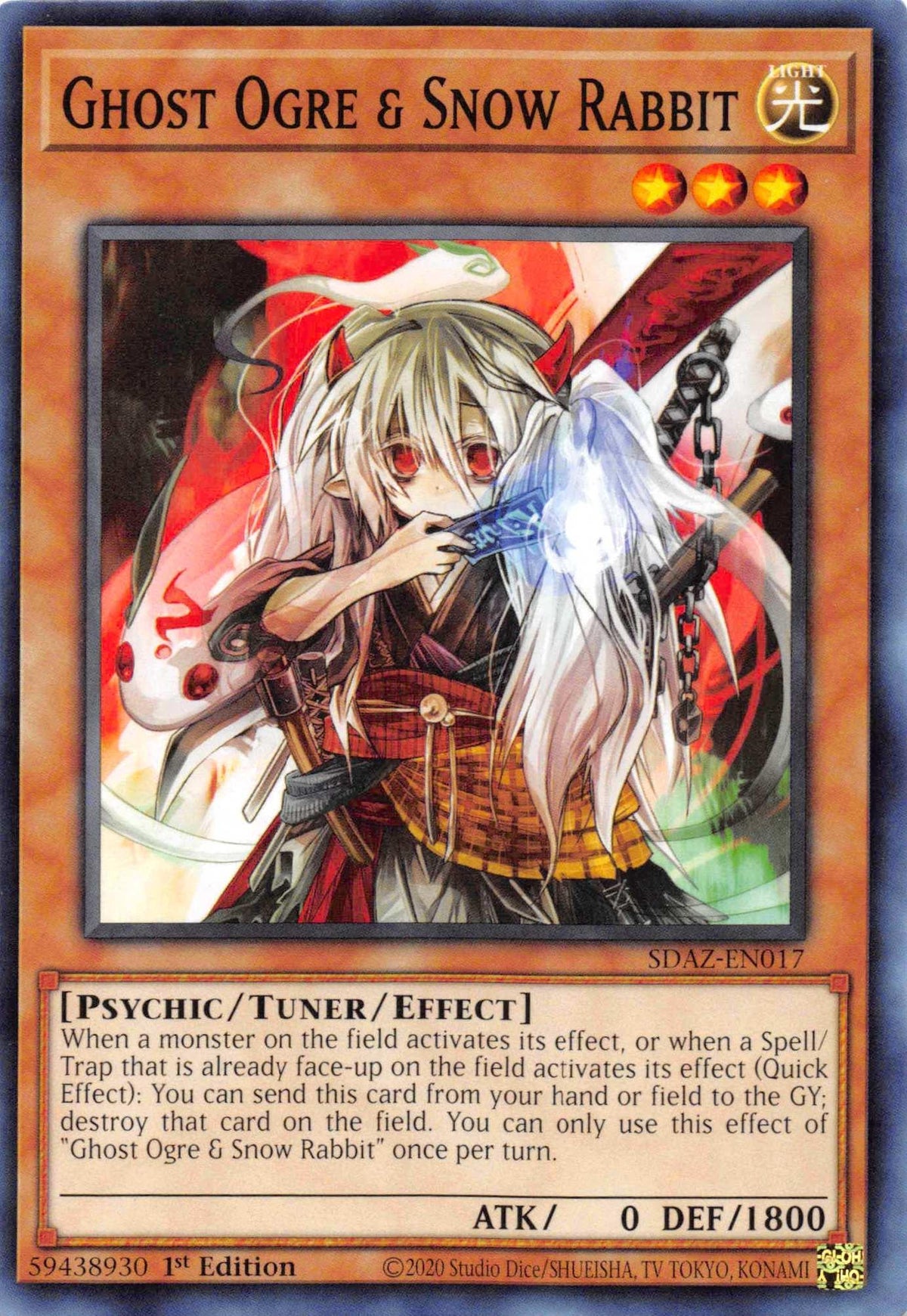 1st Edition, Common, Light, Psychic, Structure Deck: Albaz Strike, Tuner/Effect Monster Ghost Ogre & Snow Rabbit [SDAZ-EN017] Common - Trading Card World
