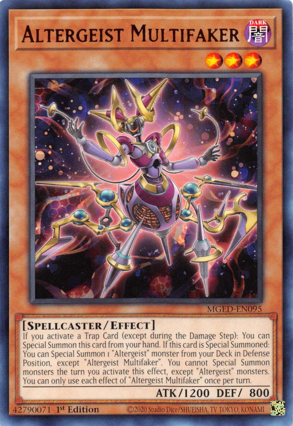 1st Edition, Dark, Effect Monster, Maximum Gold: El Dorado, Rare, Spellcaster Altergeist Multifaker [MGED-EN095] Rare - Trading Card World
