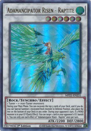 1st Edition, 2021 Tin of Ancient Battles, Rock, Synchro/Effect Monster, Ultra Rare, Wind Adamancipator Risen - Raptite [MP21-EN231] Ultra Rare - Trading Card World