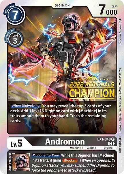 Black, Classic Collection Promos, Common, Cyborg, Digimon, EX1-048, Ultimate, Vaccine Andromon [EX1-048] (2022 Championship Online Regional) (Online Champion) [Classic Collection Promos] - Trading Card World