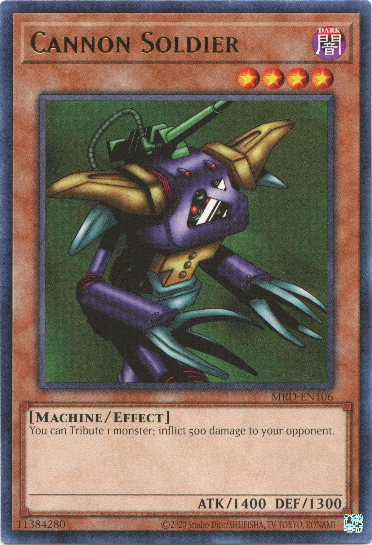 Dark, Effect Monster, Machine, Metal Raiders (25th Anniversary Edition), Rare, Unlimited Cannon Soldier (25th Anniversary) [MRD-EN106] Rare - Trading Card World