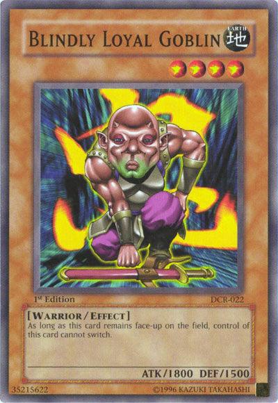1st Edition, Common, Dark Crisis, Earth, Effect Monster, Unlimited, Warrior Blindly Loyal Goblin [DCR-022] Common - Trading Card World
