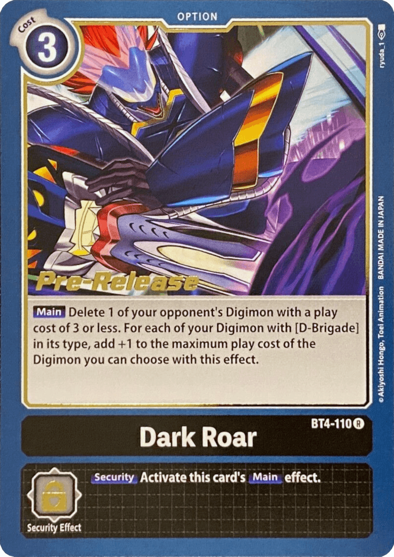 Black, BT4-110, Great Legend Pre-Release Promos, Option, Rare Dark Roar [BT4-110] [Great Legend Pre-Release Promos] - Trading Card World