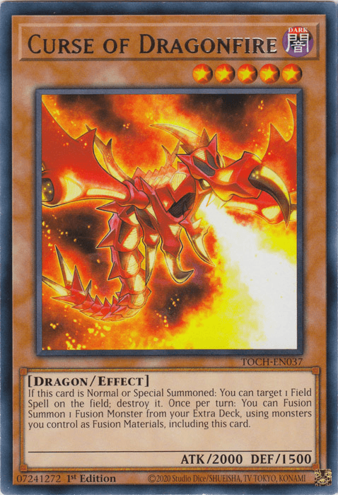 1st Edition, Dark, Dragon, Effect Monster, Rare, Toon Chaos, Unlimited Curse of Dragonfire [TOCH-EN037] Rare - Trading Card World