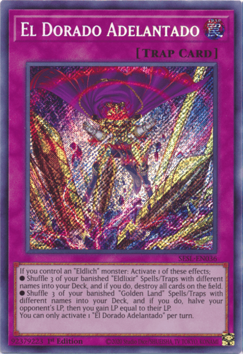 1st Edition, Normal Trap, Secret Rare, Secret Slayers, Trap El Dorado Adelantado [SESL-EN036] Secret Rare - Trading Card World