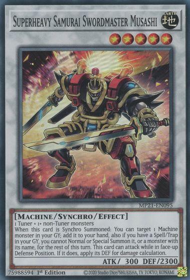 1st Edition, 2021 Tin of Ancient Battles, Earth, Machine, Super Rare, Synchro/Effect Monster Superheavy Samurai Swordmaster Musashi [MP21-EN095] Super Rare - Trading Card World