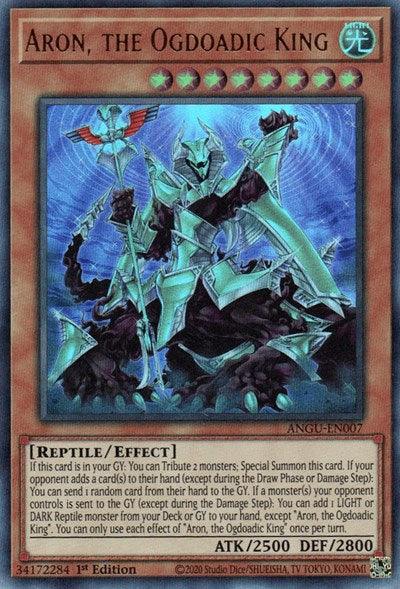 1st Edition, Ancient Guardians, Effect Monster, Light, Reptile, Ultra Rare Aron, the Ogdoadic King (Ultra Rare) [ANGU-EN007] Ultra Rare - Trading Card World