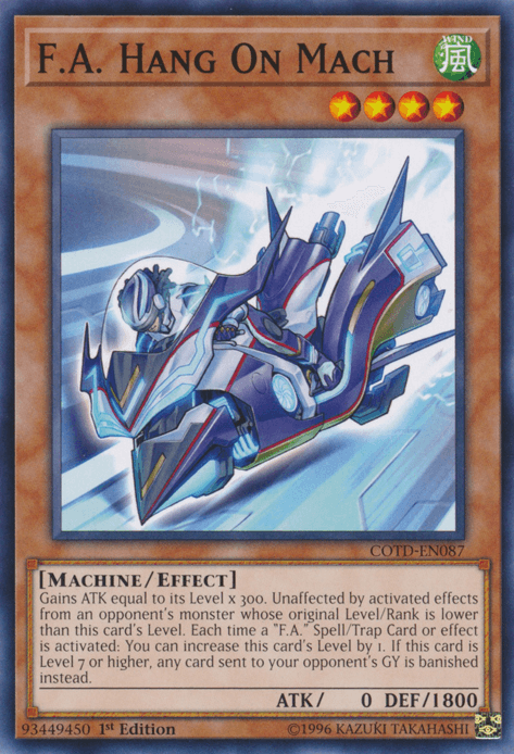 1st Edition, Code of the Duelist, Common, Effect Monster, Machine, Unlimited, Wind F.A. Hang On Mach [COTD-EN087] Common - Trading Card World