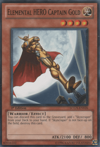 1st Edition, Common, Effect Monster, Legendary Collection 2, Light, Unlimited, Warrior Elemental HERO Captain Gold [LCGX-EN026] Common - Trading Card World