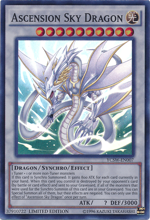 Dragon, Light, Limited, Super Rare, Synchro/Effect Monster, Yu-Gi-Oh! Championship Series Prize Cards Ascension Sky Dragon [YCSW-EN007] Super Rare - Trading Card World