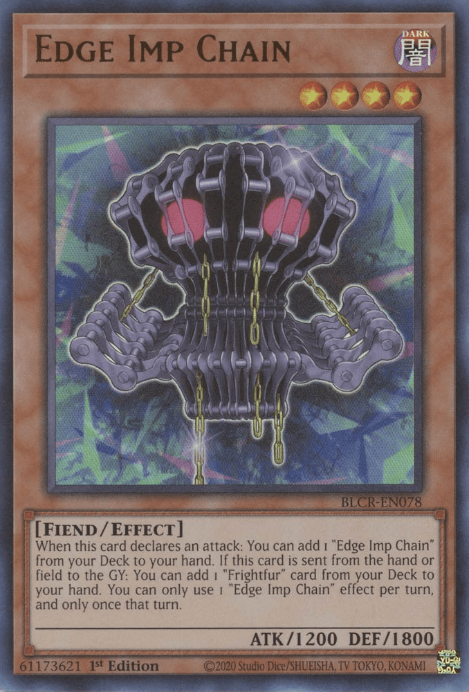 1st Edition, Battles of Legend: Crystal Revenge, Dark, Effect Monster, Fiend, Ultra Rare Edge Imp Chain [BLCR-EN078] Ultra Rare - Trading Card World