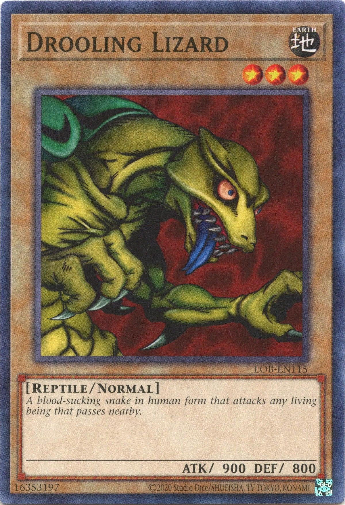 Common, Earth, Legend of Blue Eyes White Dragon (25th Anniversary Edition), Normal Monster, Reptile, Unlimited Drooling Lizard (25th Anniversary) [LOB-EN115] Common - Trading Card World