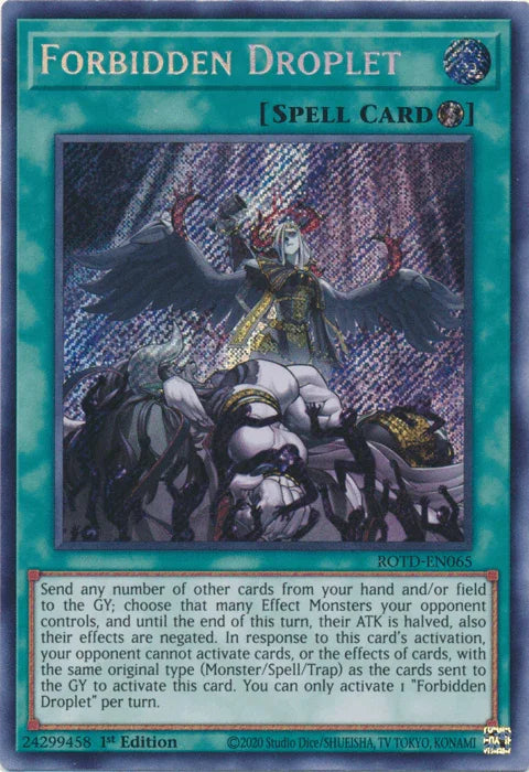 1st Edition, Quick Play Spell, Rise of the Duelist, Secret Rare, Spell Forbidden Droplet [ROTD-EN065] Secret Rare - Trading Card World