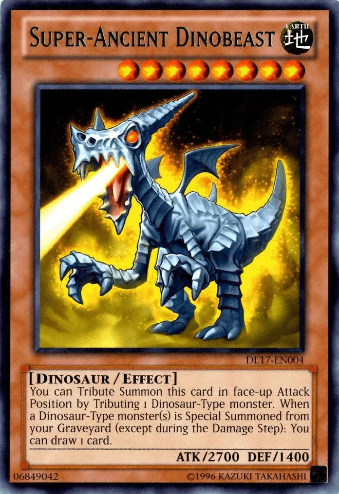 Dinosaur, Duelist League Promo, Earth, Effect Monster, Rare, Unlimited Super-Ancient Dinobeast (Green) [DL17-EN004] Rare - Trading Card World