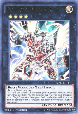 1st Edition, 2014 Mega-Tins Mega Pack, Beast-Warrior, Light, Ultra Rare, Xyz/Effect Monster Bujintei Susanowo [MP14-EN100] Ultra Rare - Trading Card World