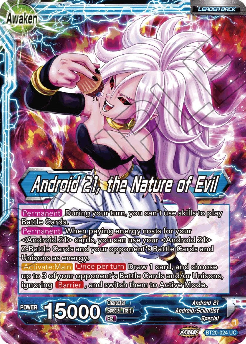 Android 21, Android/Scientist, Blue, BT20-024, Leader, Normal, Parallel Foil, Power Absorbed, Special, Uncommon Android 21 // Android 21, the Nature of Evil (BT20-024) [Power Absorbed] - Trading Card World