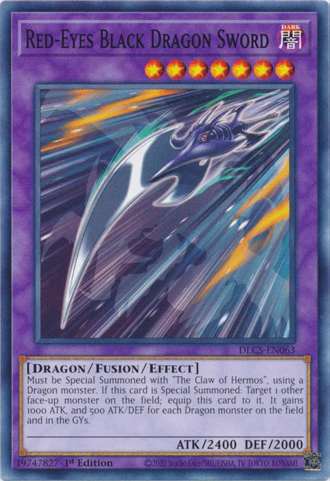 1st Edition, Common, Dark, Dragon, Dragons of Legend: The Complete Series, Fusion/Effect Monster Red-Eyes Black Dragon Sword [DLCS-EN063] Common - Trading Card World