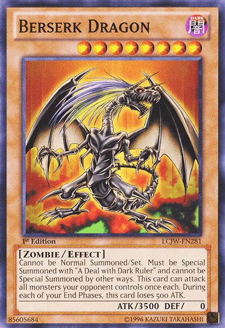 1st Edition, Common, Dark, Effect Monster, Legendary Collection 4: Joey's World, Zombie Berserk Dragon [LCJW-EN281] Common - Trading Card World