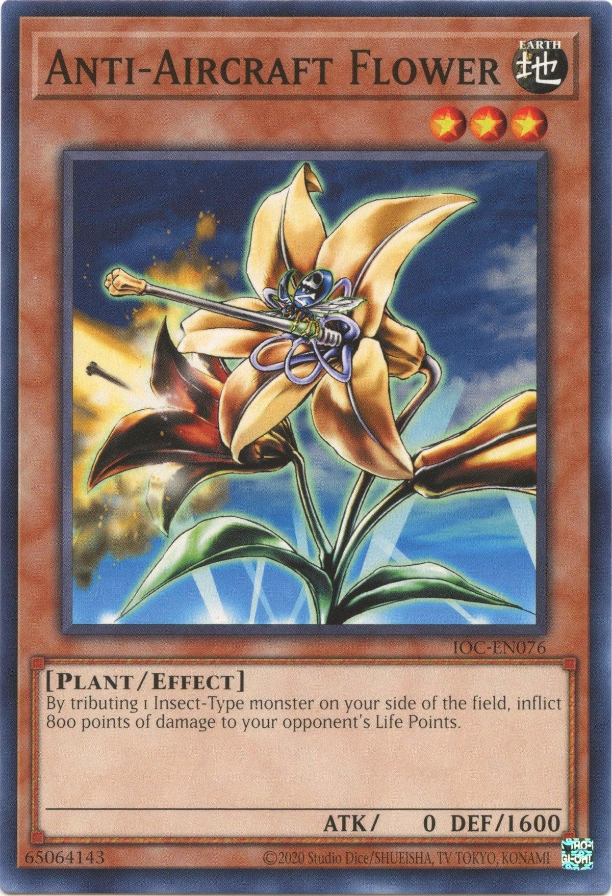 Common, Earth, Effect Monster, Invasion of Chaos (25th Anniversary Edition), Plant, Unlimited Anti-Aircraft Flower (25th Anniversary) [IOC-EN076] Common - Trading Card World