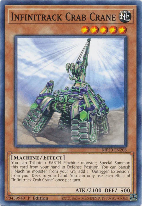 1st Edition, 2020 Tin of Lost Memories, Common, Earth, Effect Monster, Machine Infinitrack Crab Crane [MP20-EN208] Common - Trading Card World