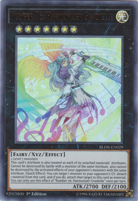 1st Edition, Battles of Legend: Hero's Revenge, Fairy, Light, Ultra Rare, Xyz/Effect Monster Number 76: Harmonizer Gradielle [BLHR-EN029] Ultra Rare - Trading Card World