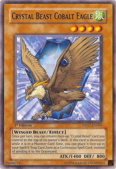 1st Edition, Common, Duelist Pack 7: Jesse Anderson, Effect Monster, Unlimited, Wind, Winged Beast Crystal Beast Cobalt Eagle [DP07-EN006] Common - Trading Card World