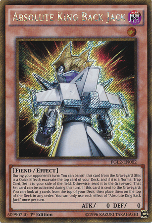 1st Edition, Dark, Effect Monster, Fiend, Gold Secret Rare, Premium Gold: Return of the Bling, Unlimited Absolute King Back Jack [PGL2-EN002] Gold Secret Rare - Trading Card World