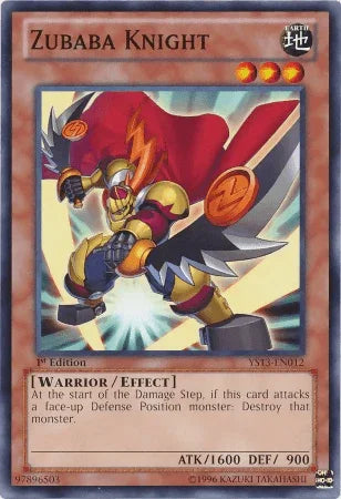 1st Edition, Common, Earth, Effect Monster, Super Starter: V for Victory, Warrior Zubaba Knight [YS13-EN012] Common - Trading Card World