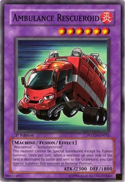 1st Edition, Common, Fire, Fusion/Effect Monster, Machine, Power of the Duelist, Unlimited Ambulance Rescueroid [POTD-EN035] Common - Trading Card World