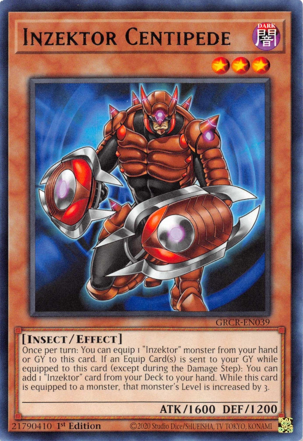 1st Edition, Dark, Effect Monster, Insect, Rare, The Grand Creators Inzektor Centipede [GRCR-EN039] Rare - Trading Card World