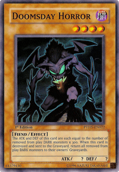 1st Edition, Dark, Effect Monster, Fiend, Phantom Darkness, Super Rare, Unlimited Doomsday Horror [PTDN-EN022] Super Rare - Trading Card World