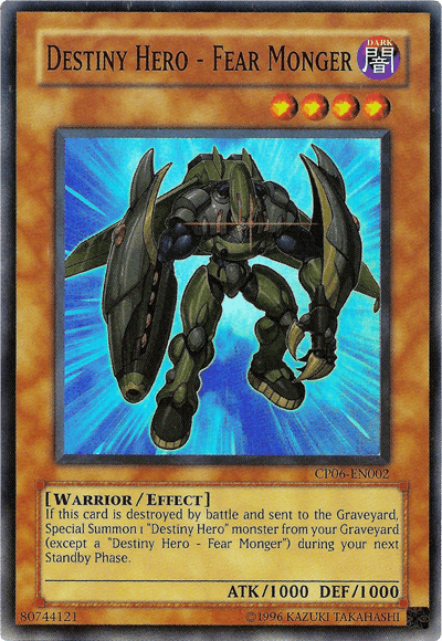 Champion Pack 6, Dark, Effect Monster, Super Rare, Unlimited, Warrior Destiny Hero - Fear Monger [CP06-EN002] Super Rare - Trading Card World