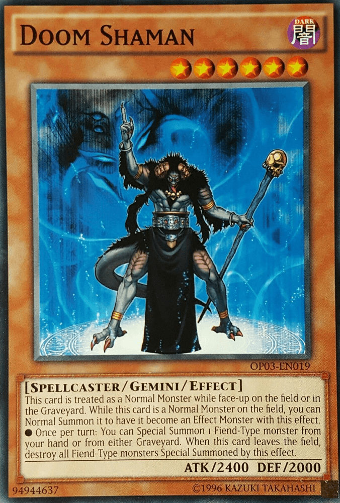 Common, Dark, Gemini/Effect Monster, OTS Tournament Pack 3, Spellcaster, Unlimited Doom Shaman [OP03-EN019] Common - Trading Card World