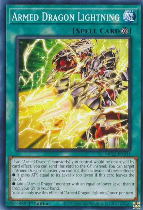1st Edition, 2022 Tin of the Pharaoh's Gods, Common, Continuous Spell, Spell Armed Dragon Lightning [MP22-EN031] Common - Trading Card World