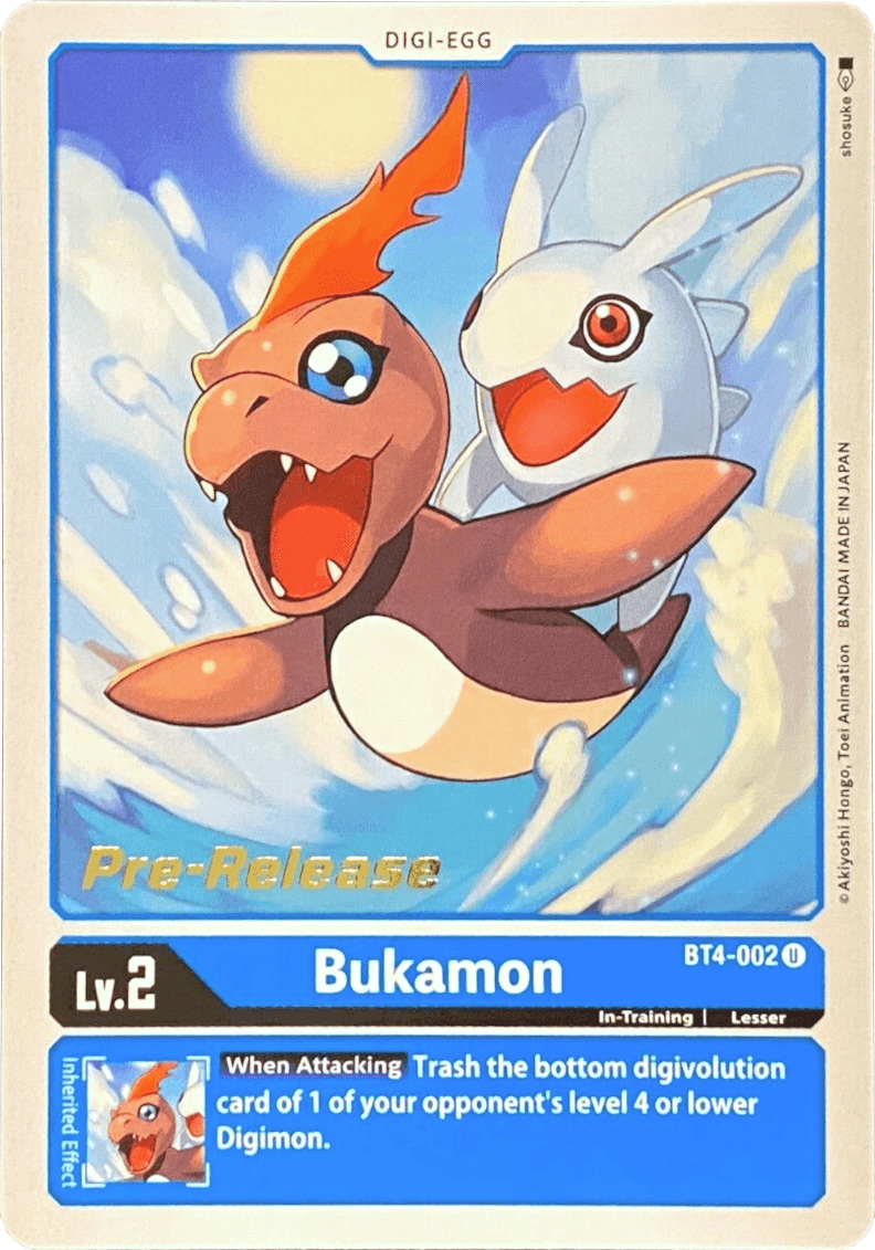 Blue, BT4-002, Digi-Egg, Great Legend Pre-Release Promos, In-Training, Lesser, Uncommon Bukamon [BT4-002] [Great Legend Pre-Release Promos] - Trading Card World