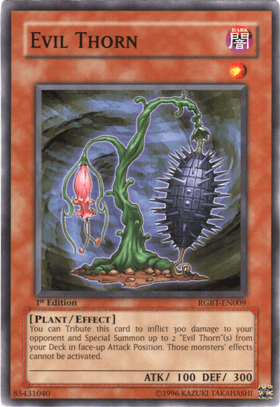 1st Edition, Common, Dark, Effect Monster, Plant, Raging Battle, Unlimited Evil Thorn [RGBT-EN009] Common - Trading Card World