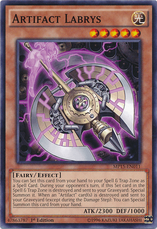 1st Edition, 2015 Mega-Tins Mega Pack, Common, Effect Monster, Fairy, Light Artifact Labrys [MP15-EN011] Common - Trading Card World