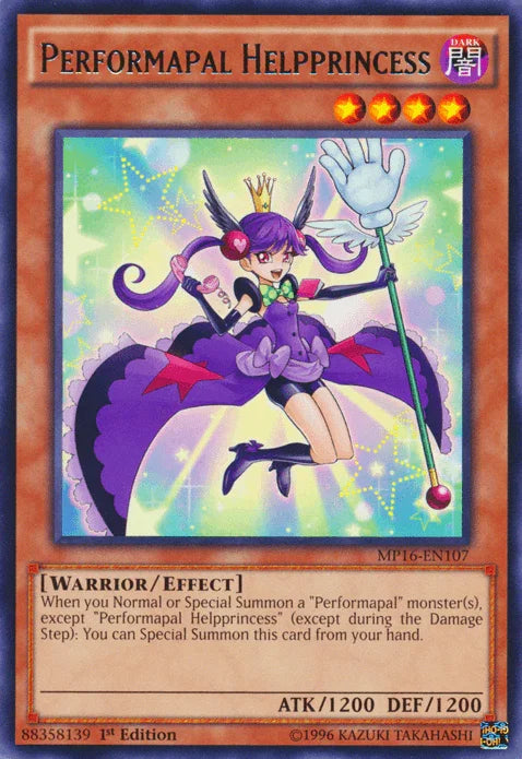 1st Edition, 2016 Mega-Tins Mega Pack, Dark, Effect Monster, Rare, Unlimited, Warrior Performapal Helpprincess [MP16-EN107] Rare - Trading Card World