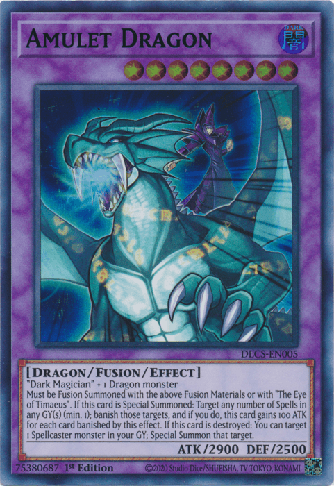 1st Edition, Dark, Dragon, Dragons of Legend: The Complete Series, Fusion/Effect Monster, Ultra Rare Amulet Dragon (Green) [DLCS-EN005] Ultra Rare - Trading Card World