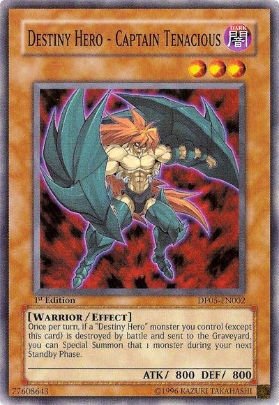 1st Edition, Common, Dark, Duelist Pack 5: Aster Phoenix, Effect Monster, Unlimited, Warrior Destiny Hero - Captain Tenacious [DP05-EN002] Common - Trading Card World