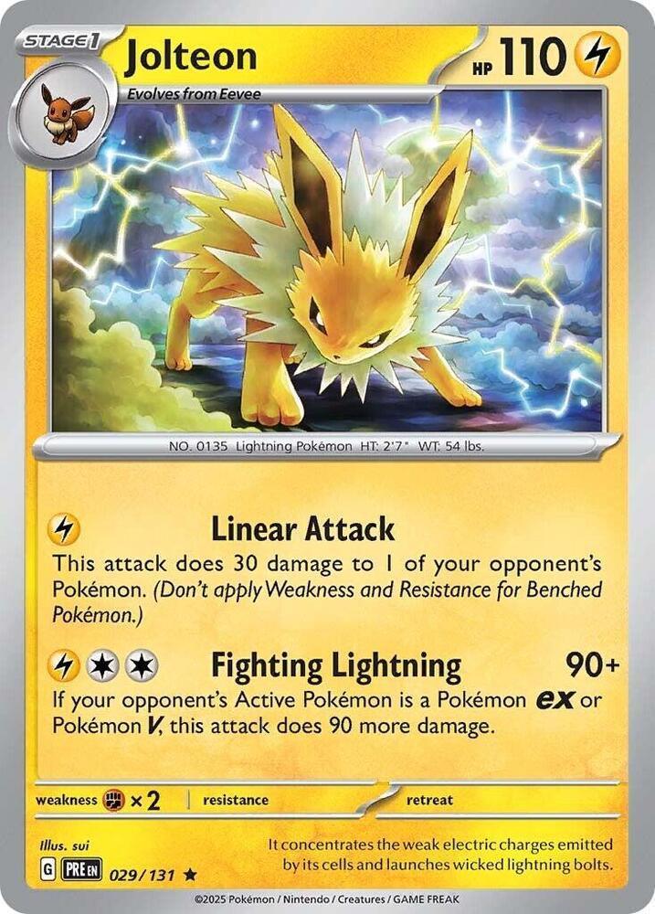 029, Fighting [x2], Holofoil, Lightning, Rare, Reverse Holofoil, Scarlet & Violet: Prismatic Evolutions Jolteon (029/131) [Scarlet & Violet: Prismatic Evolutions] - Trading Card World