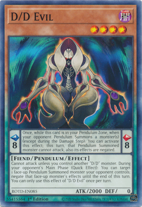 1st Edition, Common, Dark, Fiend, Pendulum/Effect Monster, Rise of the Duelist D/D Evil [ROTD-EN085] Common - Trading Card World