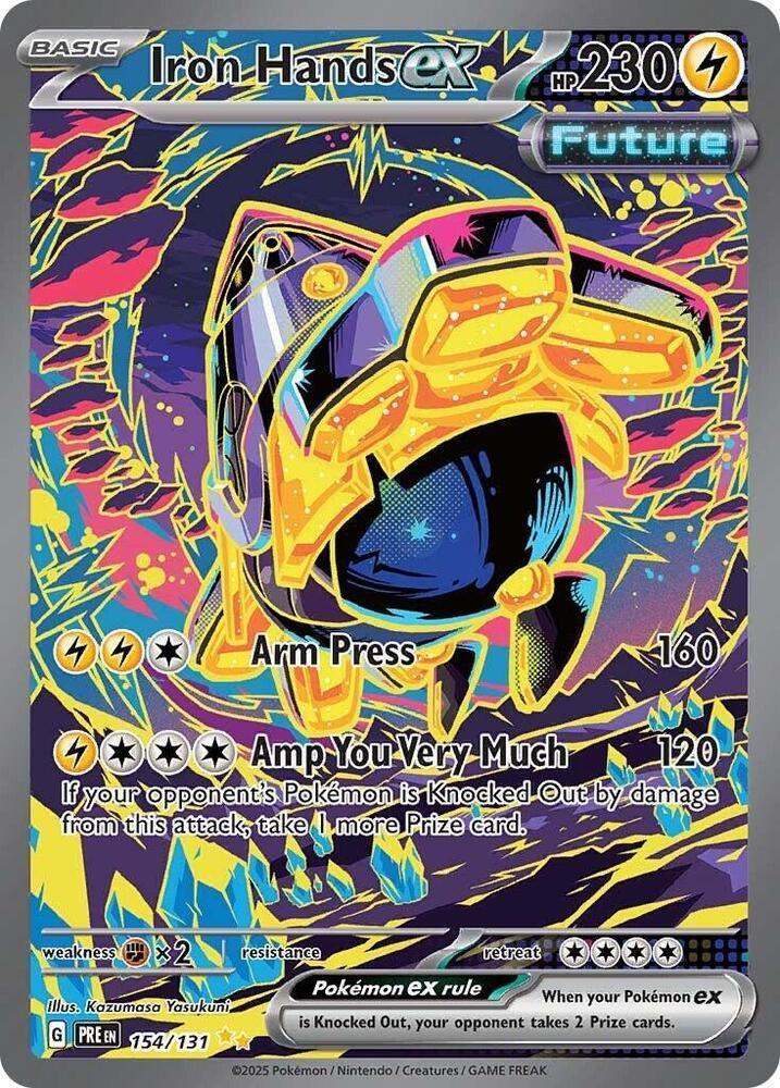 154, Fighting [x2], Holofoil, Lightning, Scarlet & Violet: Prismatic Evolutions, Special Illustration Rare Iron Hands ex (154/131) [Scarlet & Violet: Prismatic Evolutions] - Trading Card World