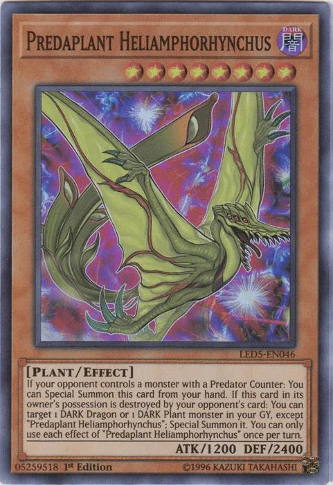 1st Edition, Dark, Effect Monster, Legendary Duelists: Immortal Destiny, Plant, Super Rare Predaplant Heliamphorhynchus [LED5-EN046] Super Rare - Trading Card World