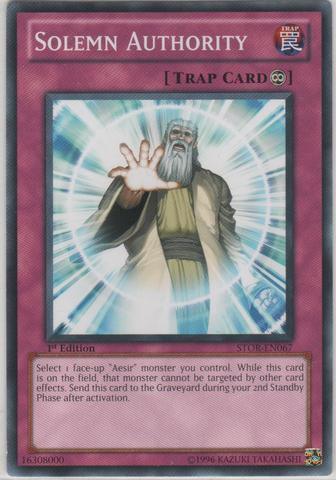 1st Edition, Common, Continuous Trap, Storm of Ragnarok, Trap, Unlimited Solemn Authority [STOR-EN067] Common - Trading Card World